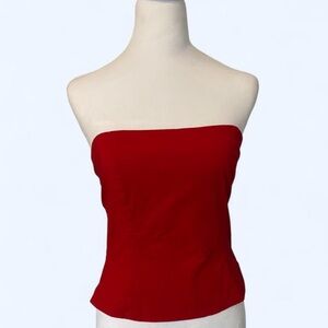 Vintage Ticci Tonetto Red Strapless Tube Top with Corset detail in the back